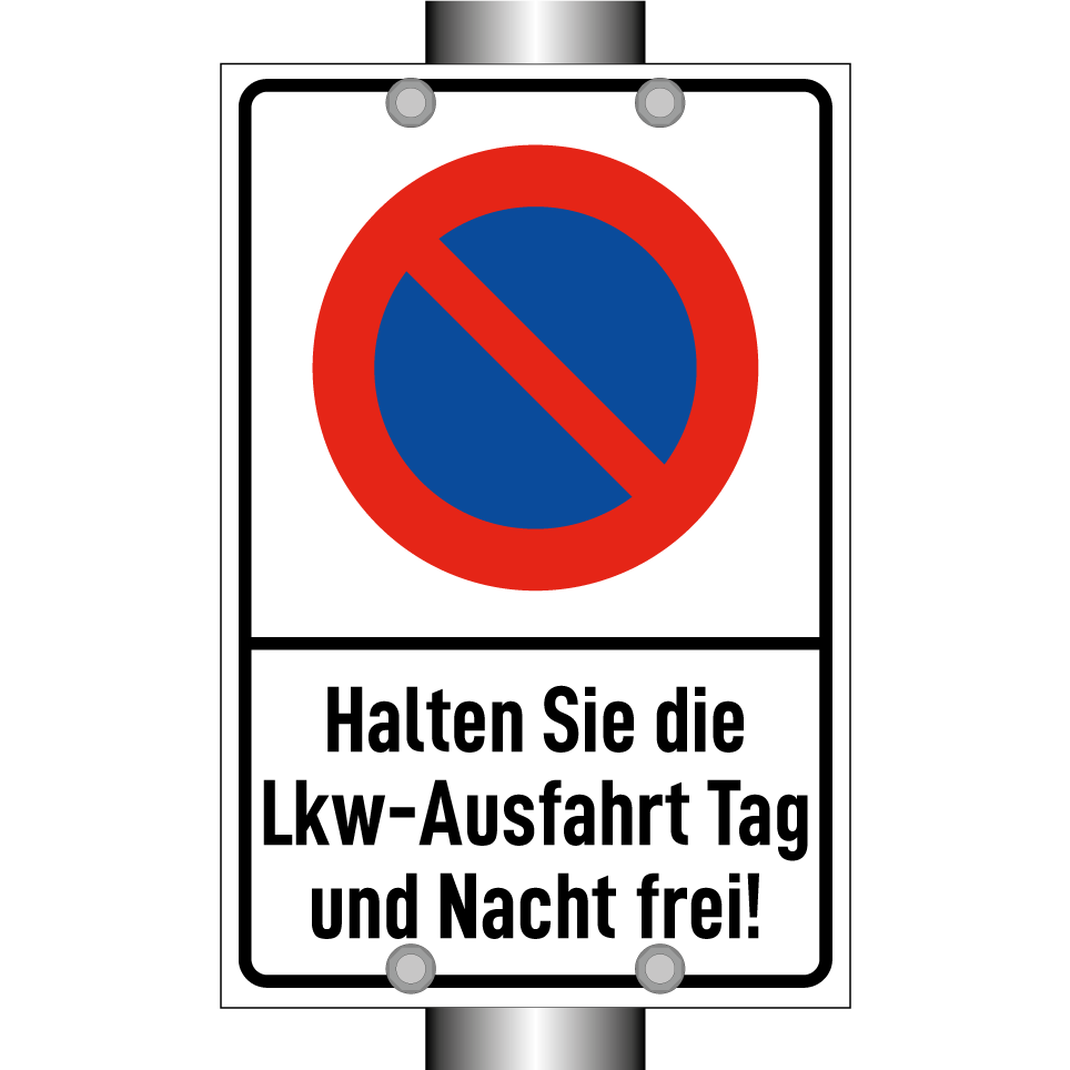 Halten Sie die Lkw-Ausfahrt Tag und Nacht frei!