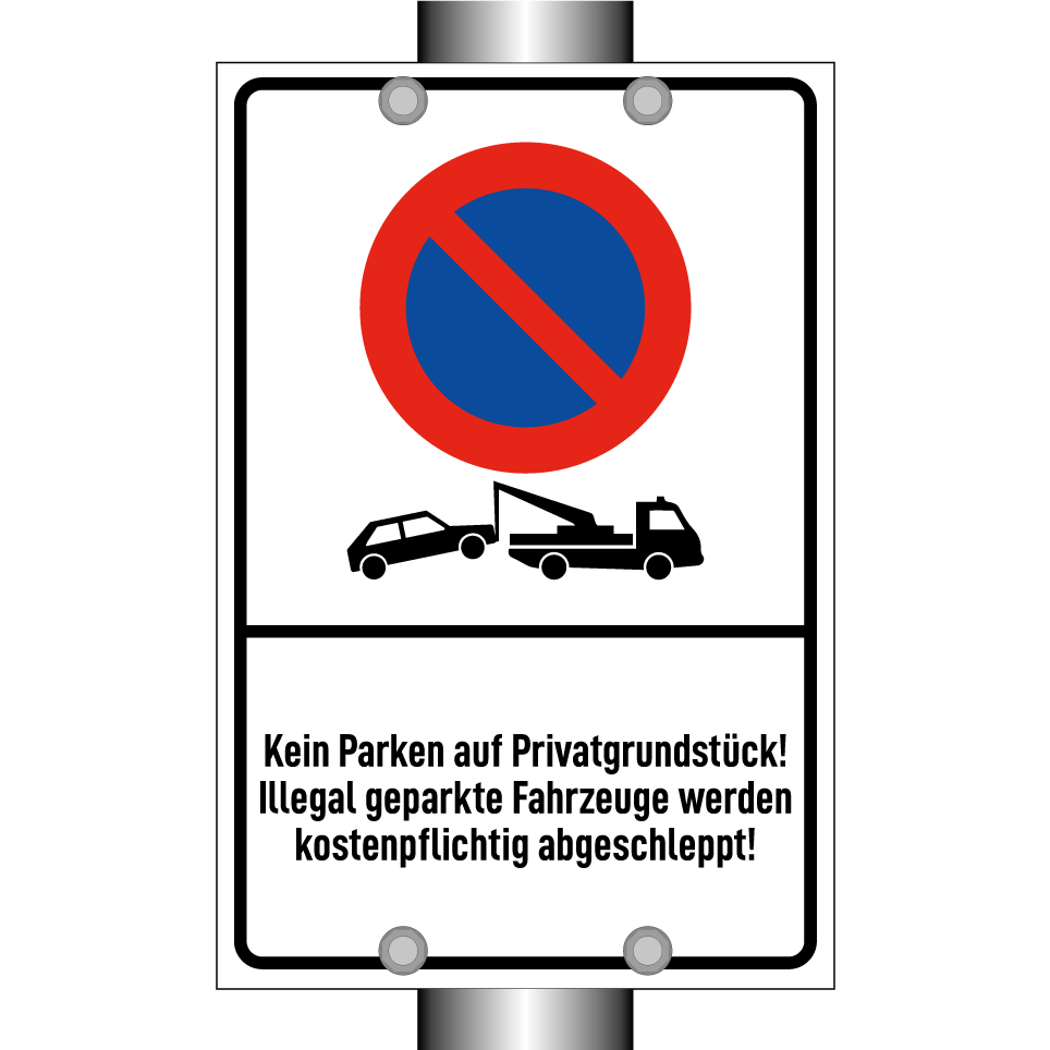 Kein Parken auf Privatgrundstück! Illegal geparkte Fahrzeuge werden kostenpflichtig abgeschleppt!
