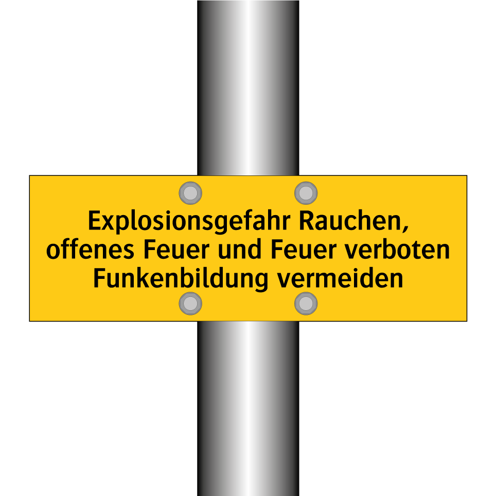 Explosionsgefahr Rauchen, offenes Feuer und Feuer verboten Funkenbildung vermeiden