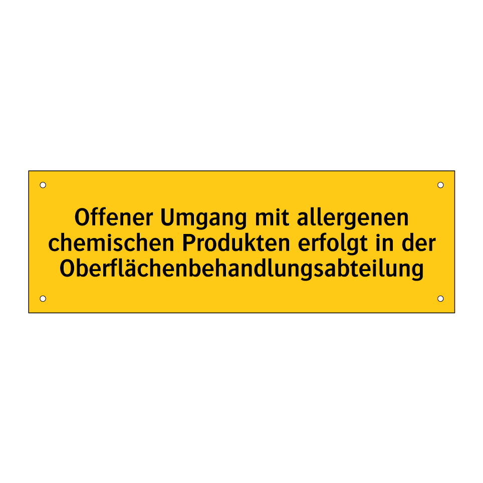 Offener Umgang mit allergenen chemischen Produkten erfolgt in der Oberflächenbehandlungsabteilung