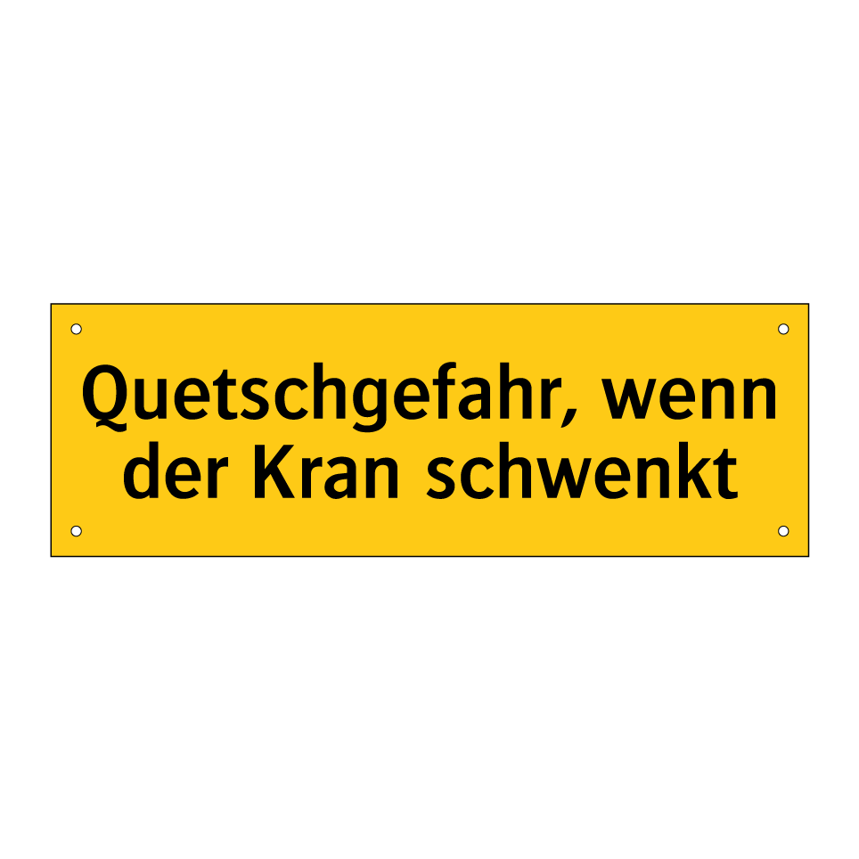 Quetschgefahr, wenn der Kran schwenkt