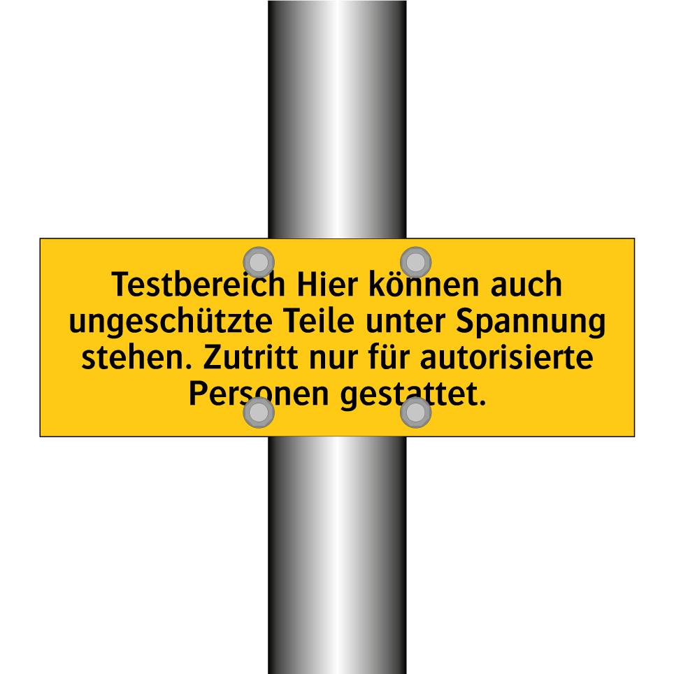 Testbereich Hier können auch ungeschützte Teile unter Spannung stehen. Zutritt nur für autorisierte Personen gestattet.