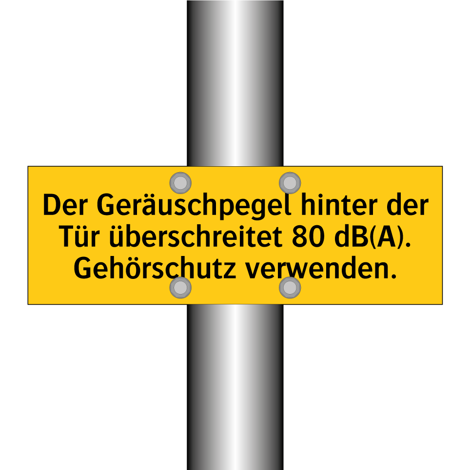 Der Geräuschpegel hinter der Tür überschreitet 80 dB(A). Gehörschutz verwenden.