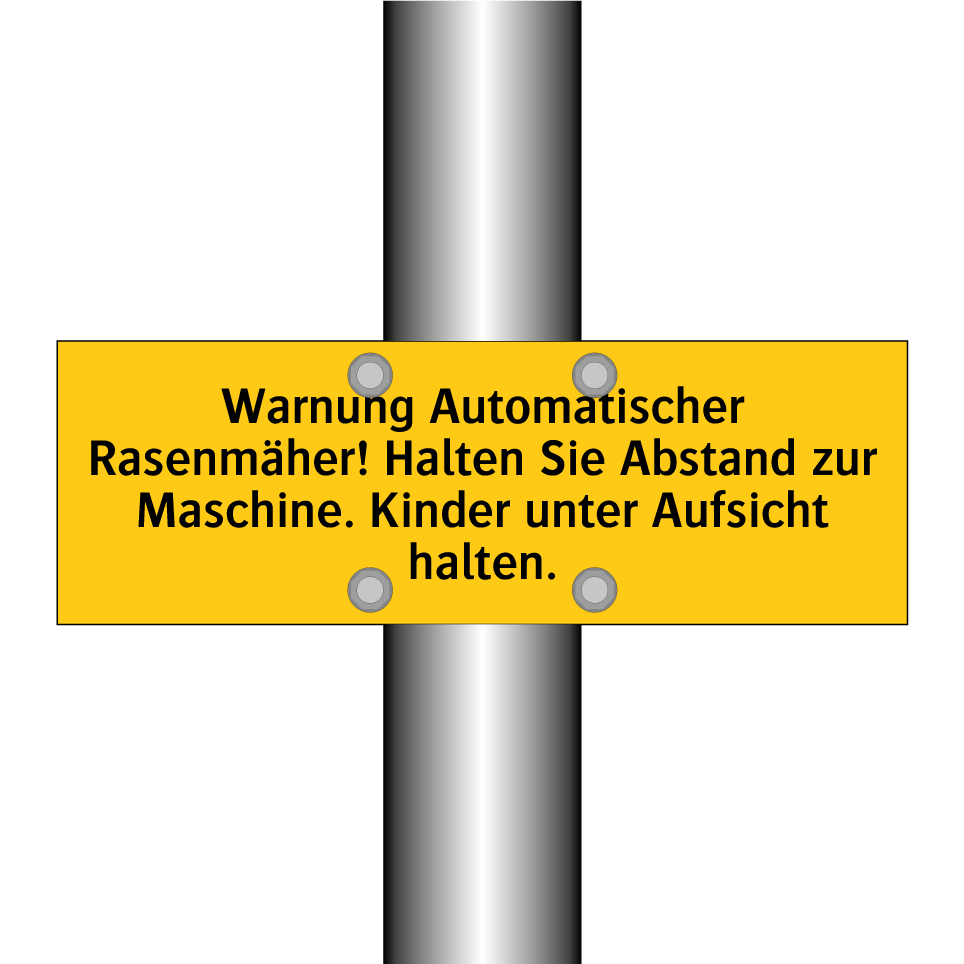 Warnung Automatischer Rasenmäher! Halten Sie Abstand zur Maschine. Kinder unter Aufsicht halten.