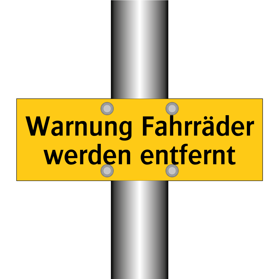 Warnung Fahrräder werden entfernt