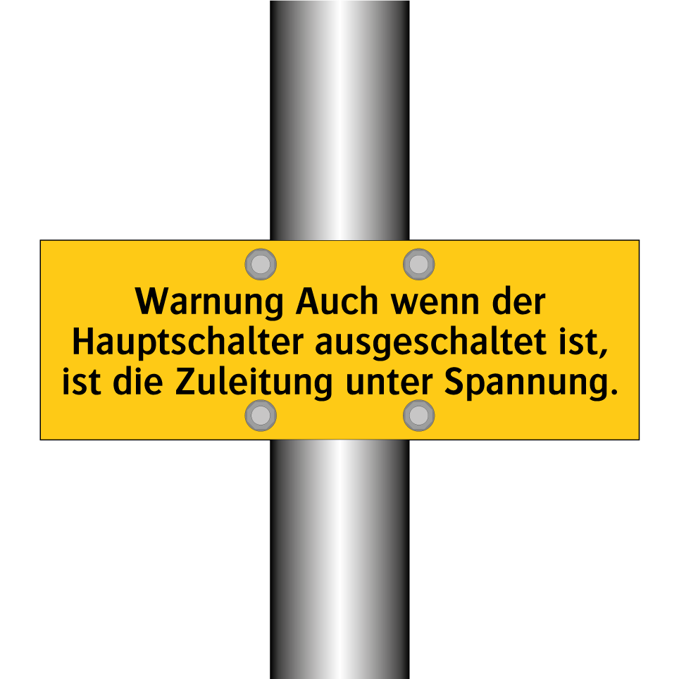 Warnung Auch wenn der Hauptschalter ausgeschaltet ist, ist die Zuleitung unter Spannung.