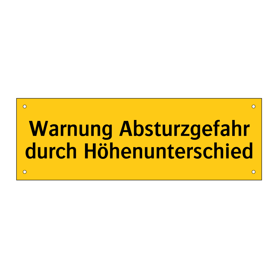Warnung Absturzgefahr durch Höhenunterschied