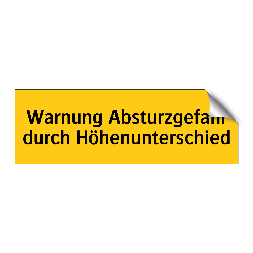 Warnung Absturzgefahr durch Höhenunterschied