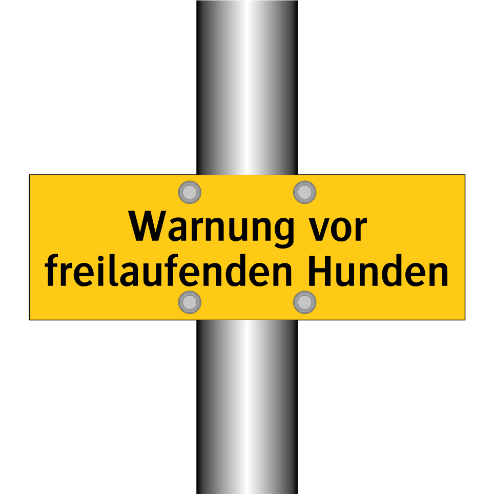 Warnung vor freilaufenden Hunden