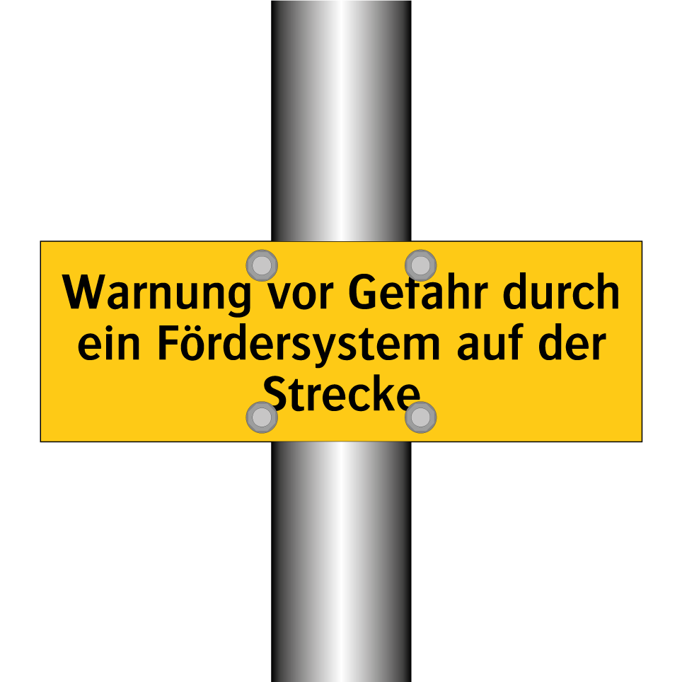 Warnung vor Gefahr durch ein Fördersystem auf der Strecke