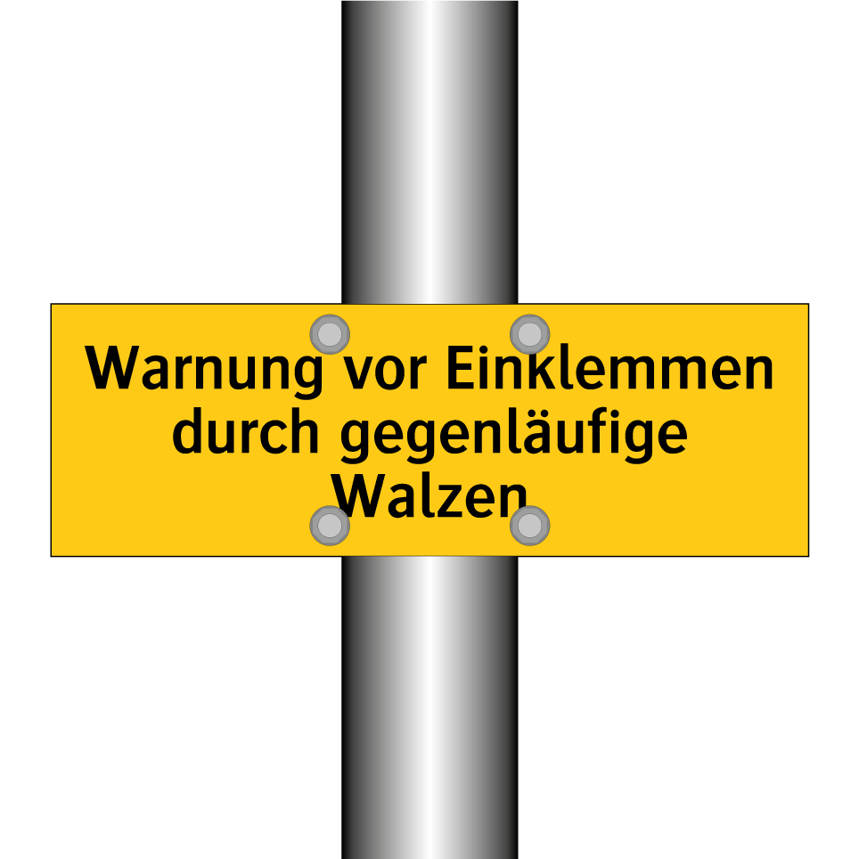 Warnung vor Einklemmen durch gegenläufige Walzen