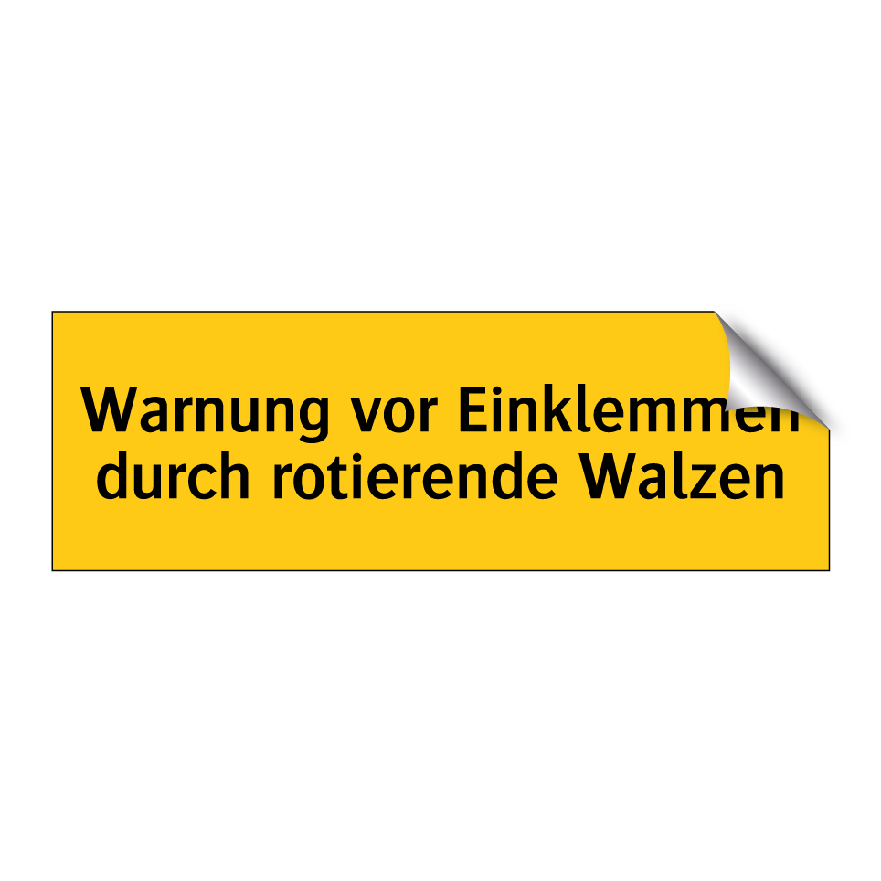 Warnung vor Einklemmen durch rotierende Walzen