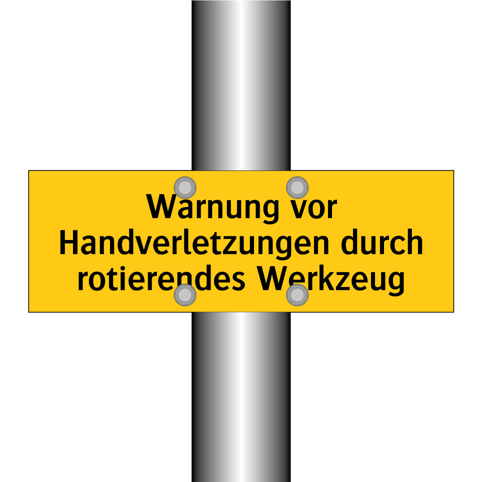 Warnung vor Handverletzungen durch rotierendes Werkzeug