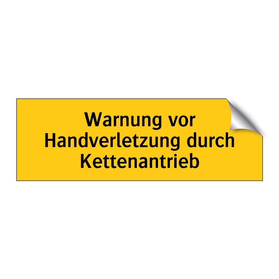 Warnung vor Handverletzung durch Kettenantrieb