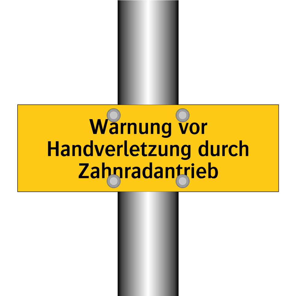 Warnung vor Handverletzung durch Zahnradantrieb