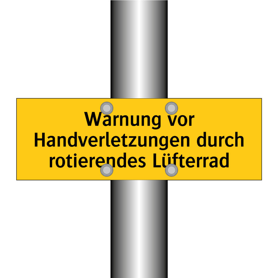 Warnung vor Handverletzungen durch rotierendes Lüfterrad