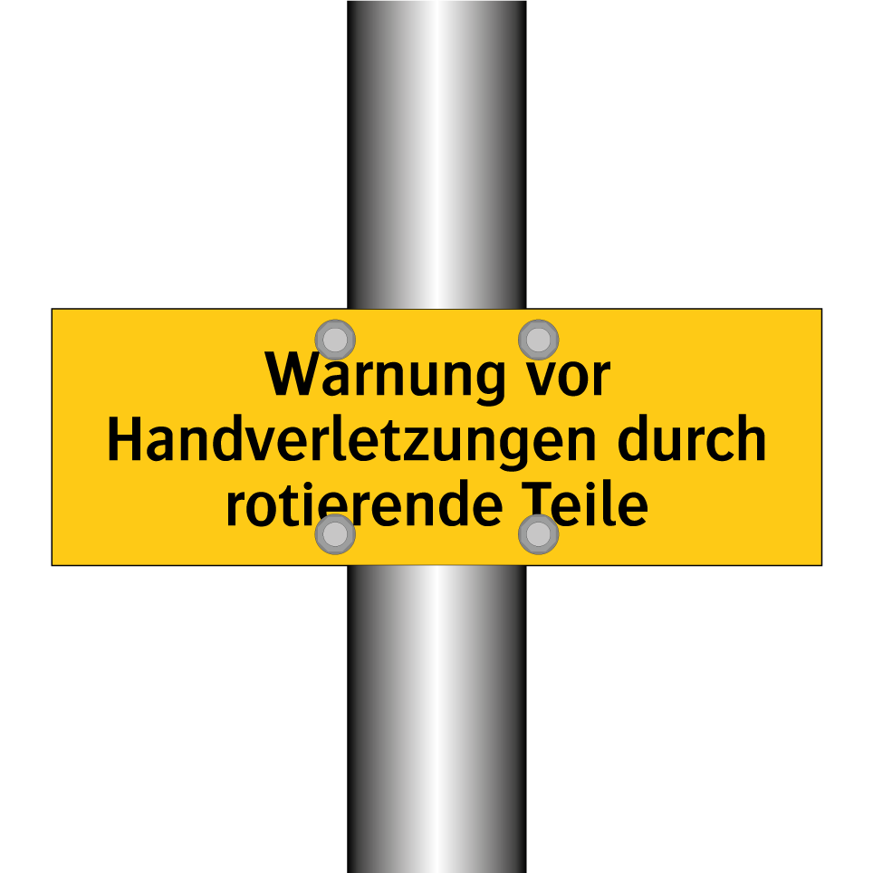 Warnung vor Handverletzungen durch rotierende Teile