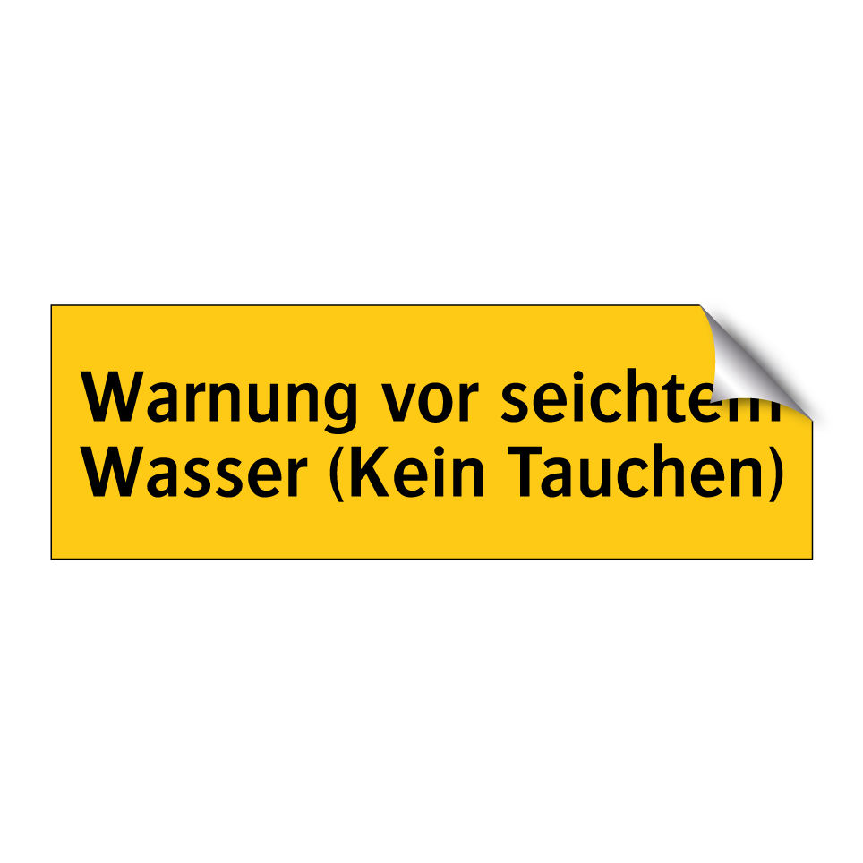 Warnung vor seichtem Wasser (Kein Tauchen)