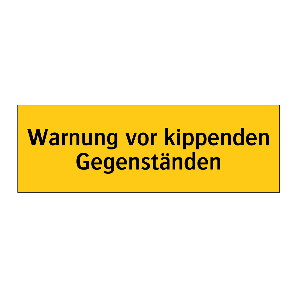Warnung vor kippenden Gegenständen