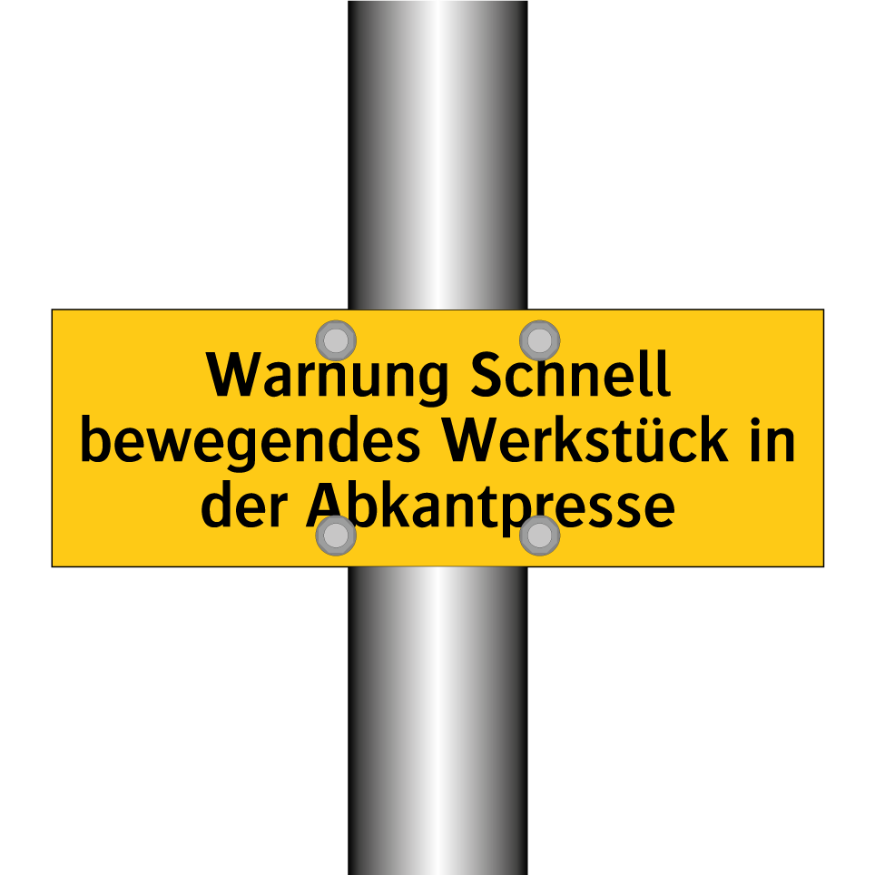 Warnung Schnell bewegendes Werkstück in der Abkantpresse