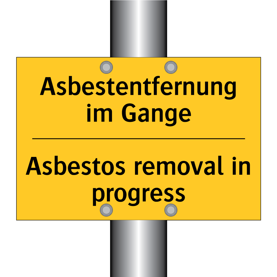 Asbestentfernung im Gange - Asbestos removal in progress