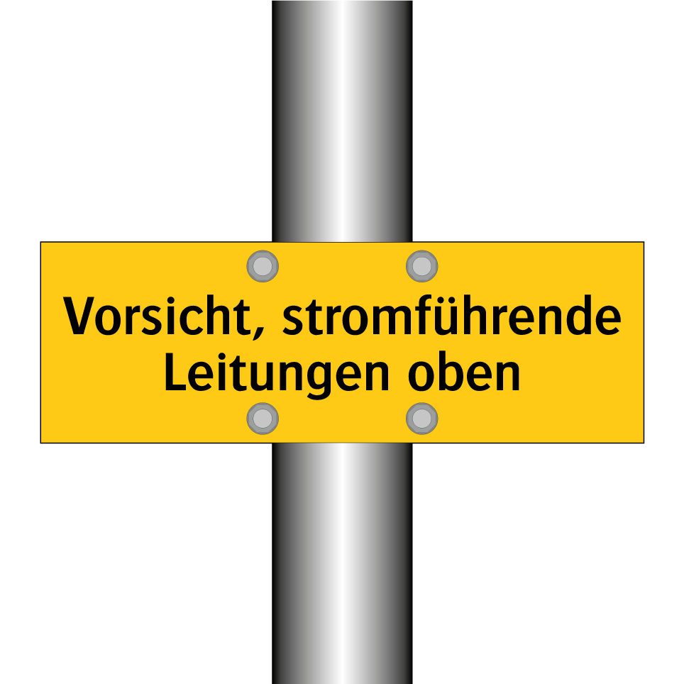 Vorsicht, stromführende Leitungen oben
