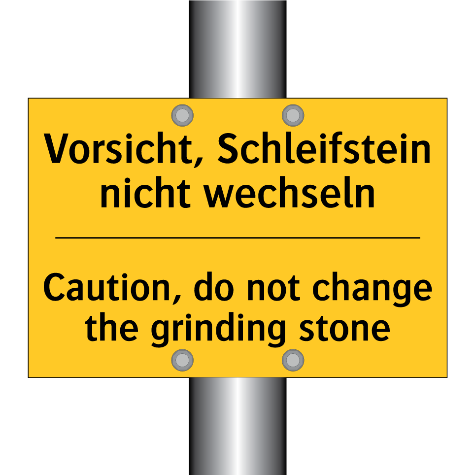 Vorsicht, Schleifstein nicht wechseln/.../ - Caution, do not change the grinding /.../