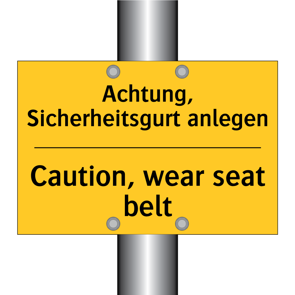 Achtung, Sicherheitsgurt anlegen/.../ - Caution, wear seat belt