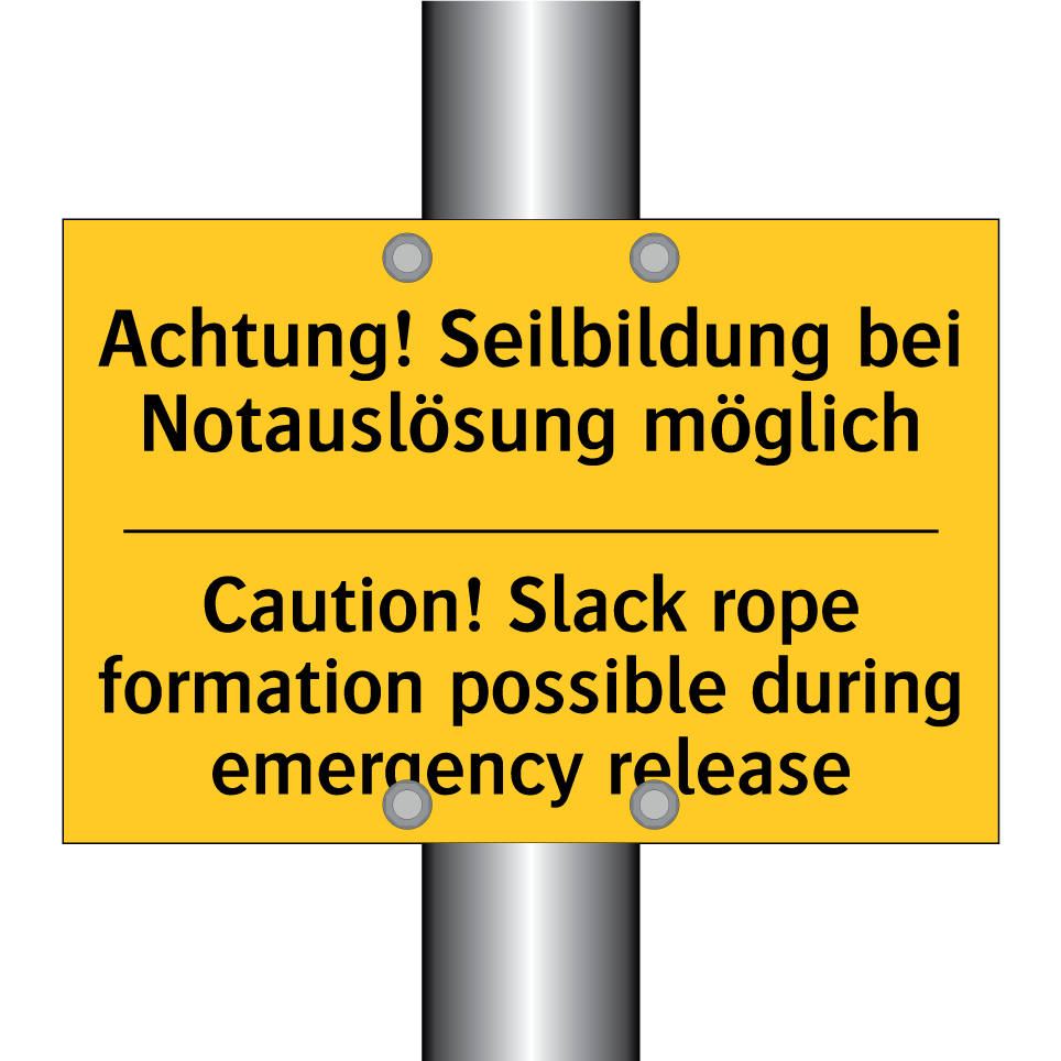 Achtung! Seilbildung bei Notauslösung /.../ - Caution! Slack rope formation /.../