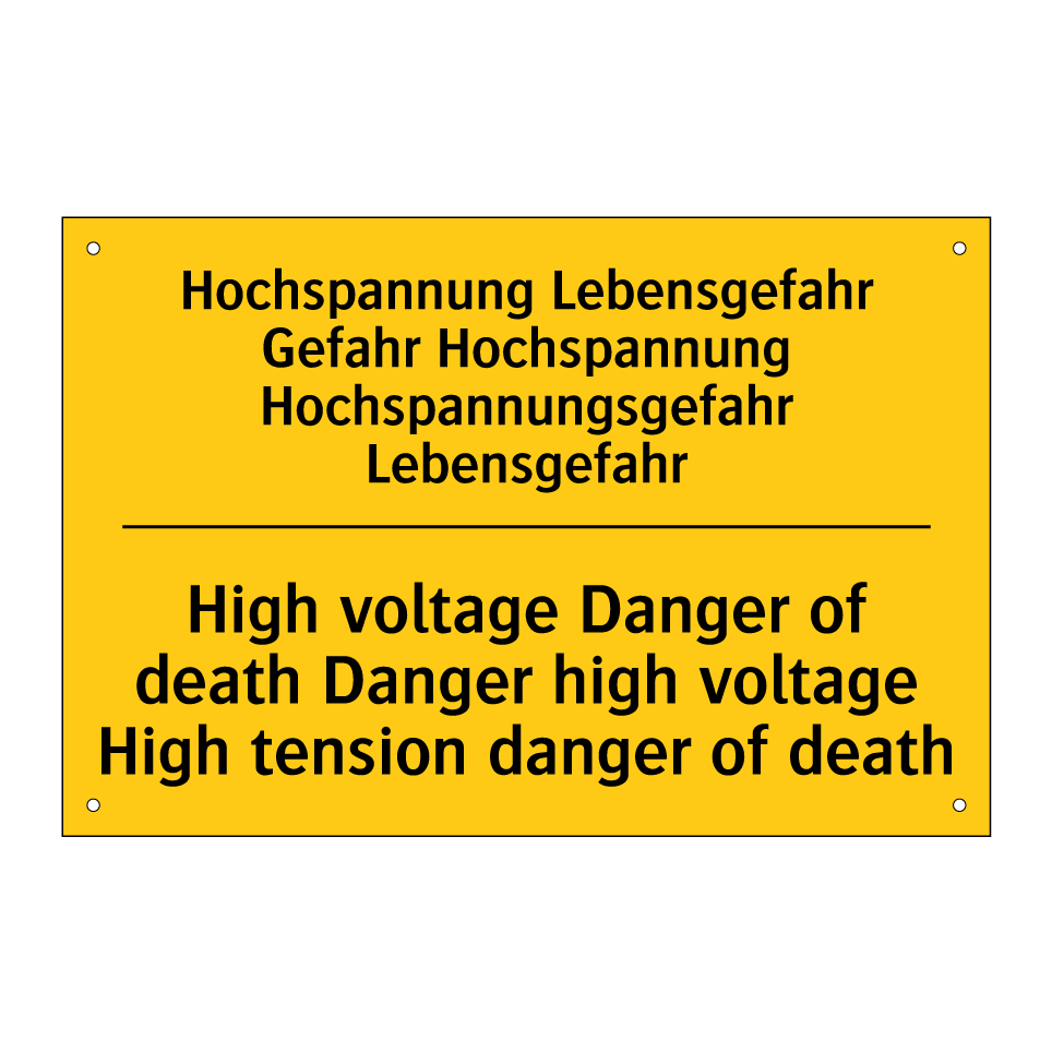 Hochspannung Lebensgefahr Gefahr /.../ - High voltage Danger of death Danger /.../
