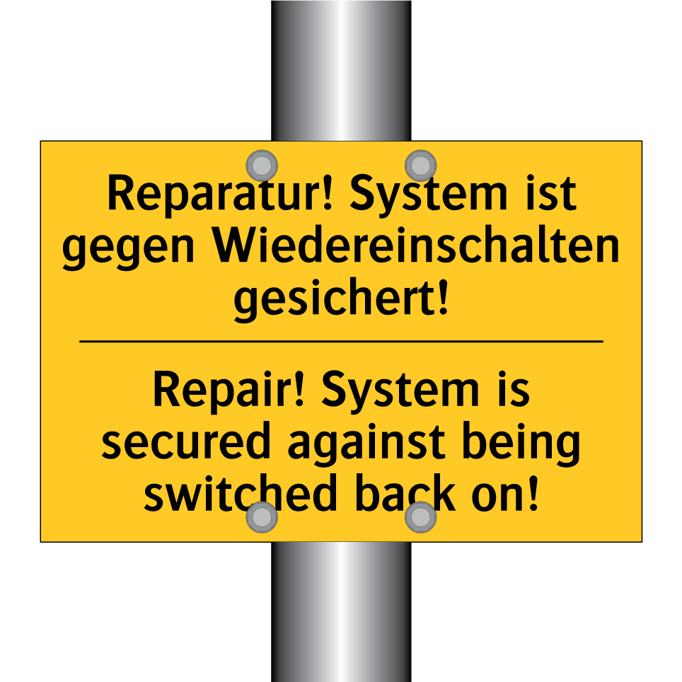 Reparatur! System ist gegen Wiedereinschalten /.../ - Repair! System is secured against /.../