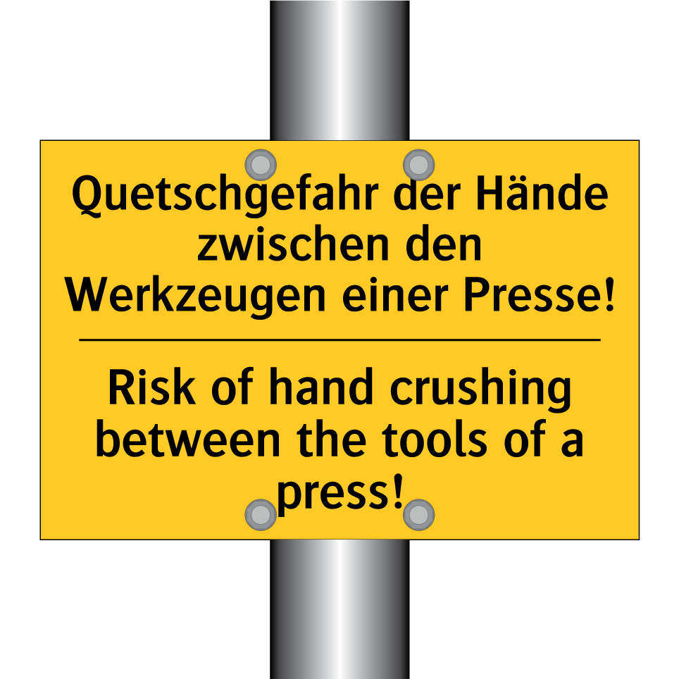 Quetschgefahr der Hände zwischen /.../ - Risk of hand crushing between /.../