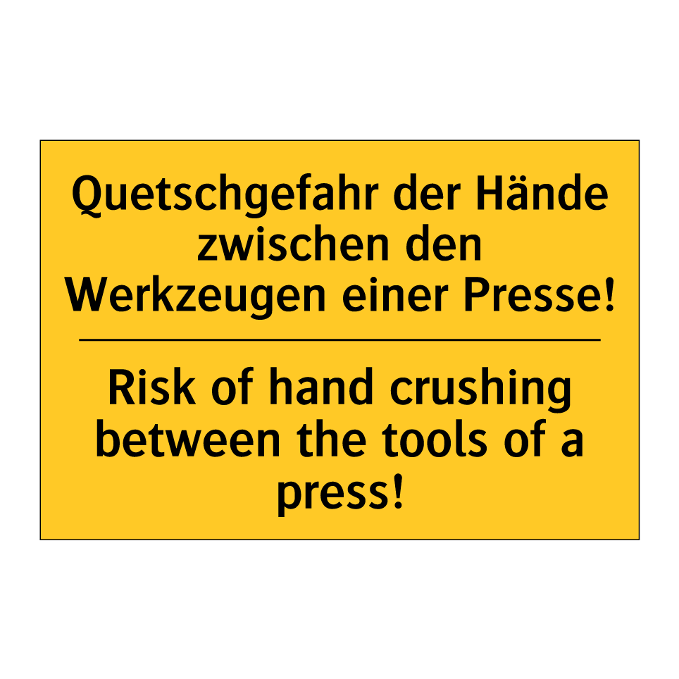 Quetschgefahr der Hände zwischen /.../ - Risk of hand crushing between /.../