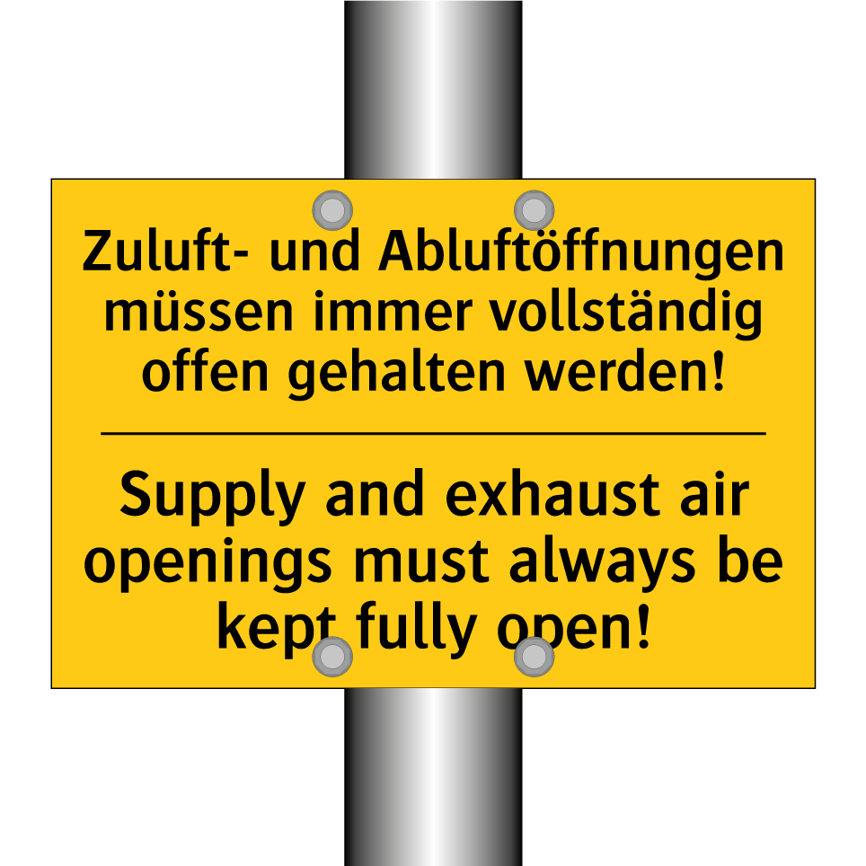 Zuluft- und Abluftöffnungen müssen /.../ - Supply and exhaust air openings /.../