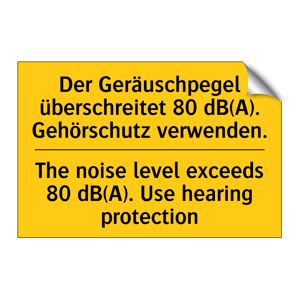 Der Geräuschpegel überschreitet /.../ - The noise level exceeds 80 dB(A). /.../
