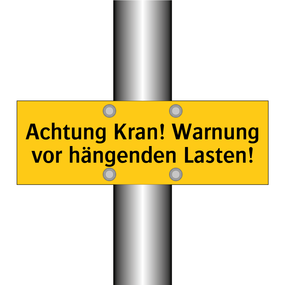 Achtung Kran! Warnung vor hängenden Lasten!