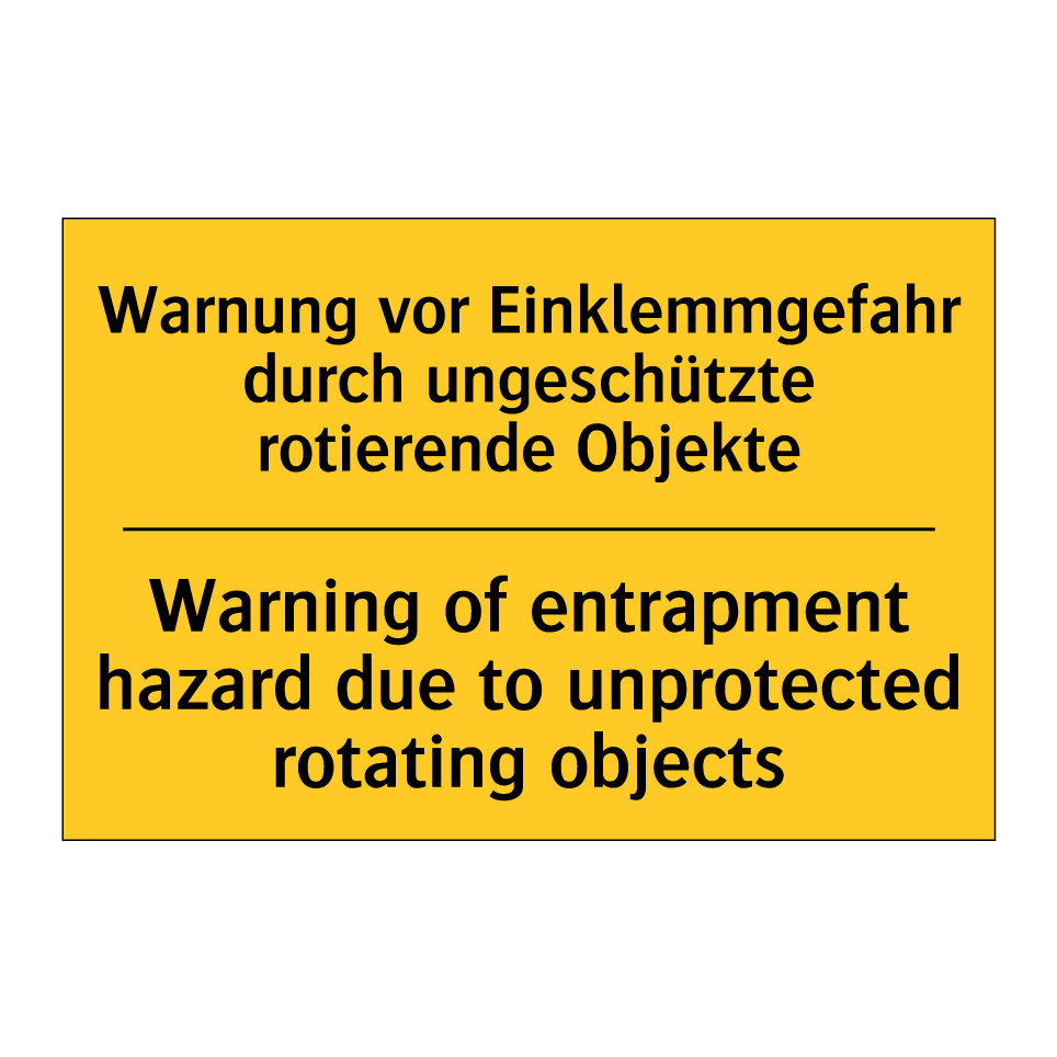 Warnung vor Einklemmgefahr durch /.../ - Warning of entrapment hazard due /.../