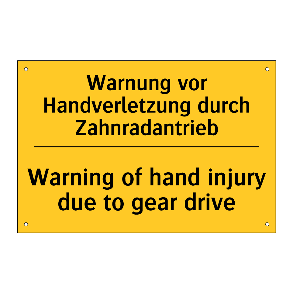 Warnung vor Handverletzung durch /.../ - Warning of hand injury due to /.../