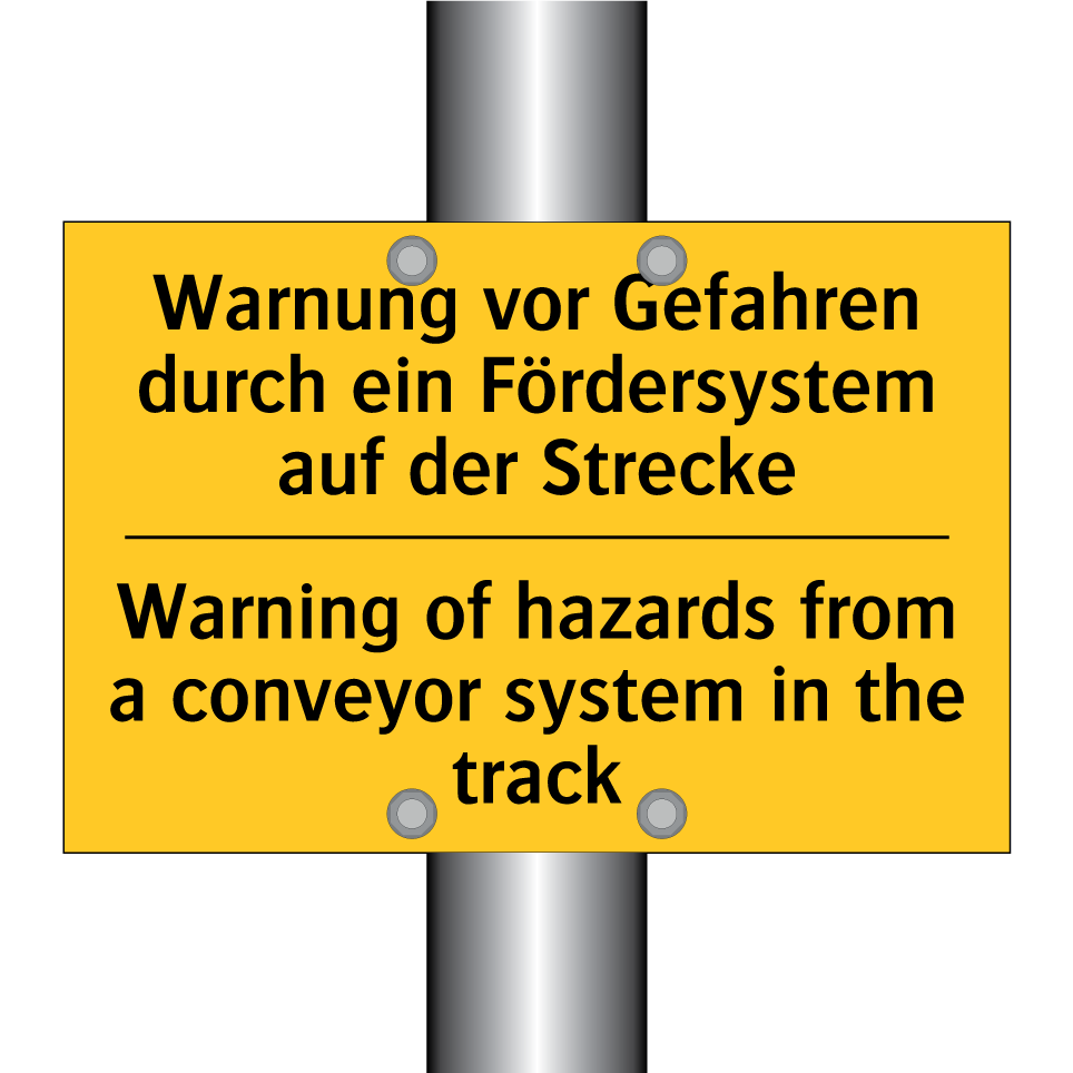 Warnung vor Gefahren durch ein /.../ - Warning of hazards from a conveyor /.../