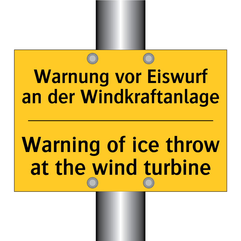 Warnung vor Eiswurf an der Windkraftanlage/.../ - Warning of ice throw at the wind /.../