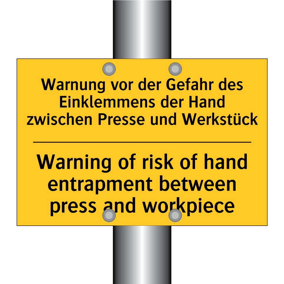 Warnung vor der Gefahr des Einklemmens /.../ - Warning of risk of hand entrapment /.../
