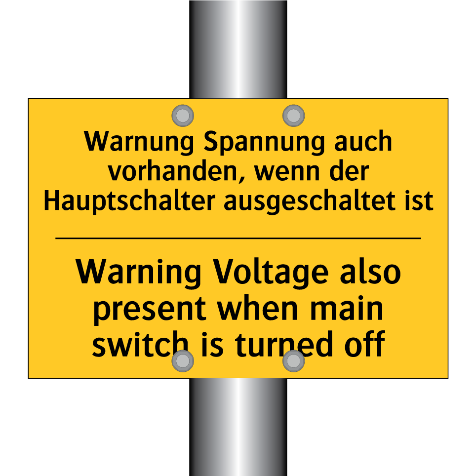 Warnung Spannung auch vorhanden, /.../ - Warning Voltage also present when /.../
