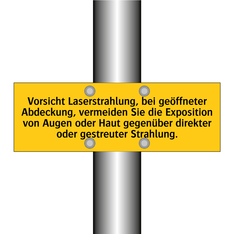 Vorsicht Laserstrahlung, bei geöffneter Abdeckung, vermeiden Sie die Exposition von Augen oder Haut gegenüber direkter oder gestreuter Strahlung.