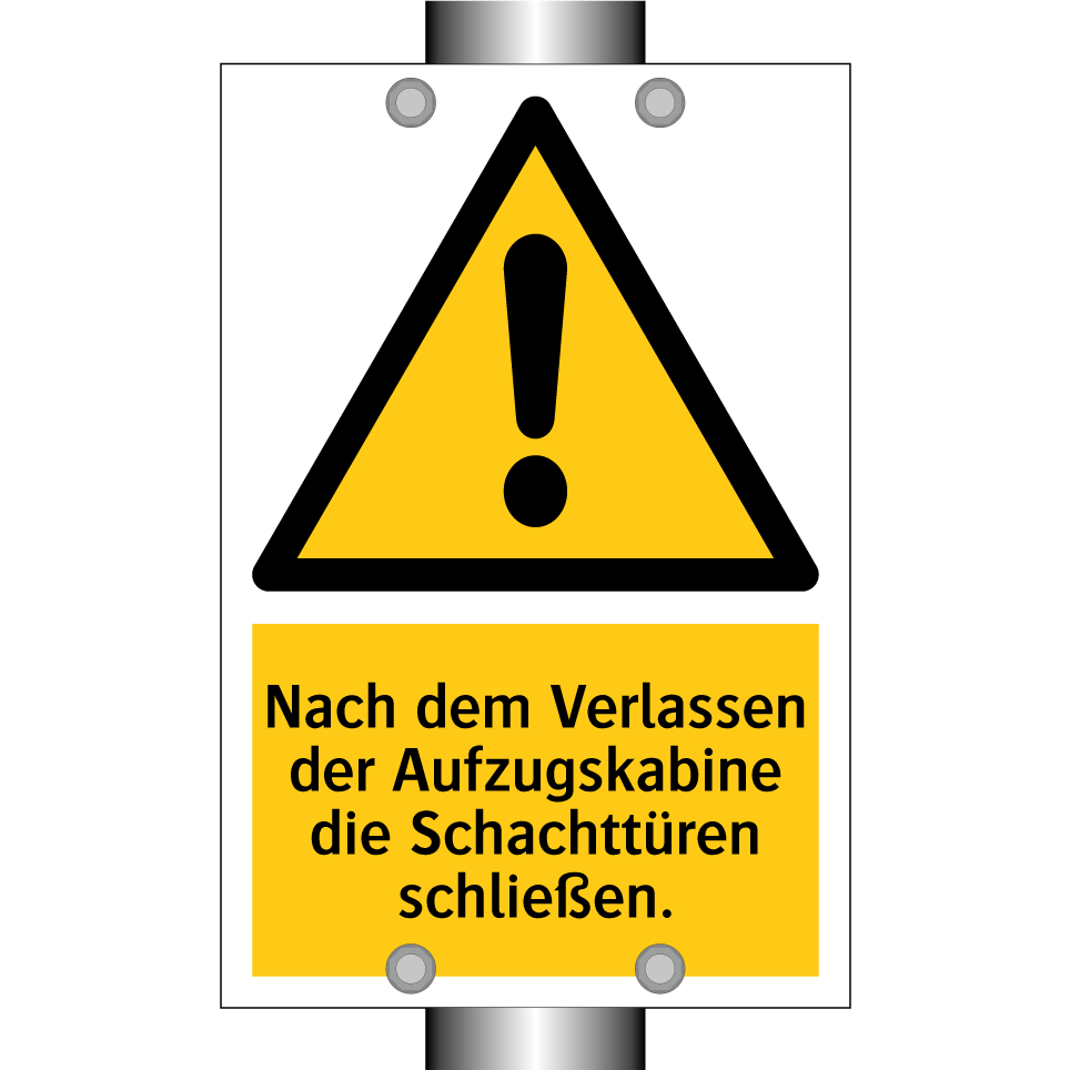 Nach dem Verlassen der Aufzugskabine die Schachttüren schließen.