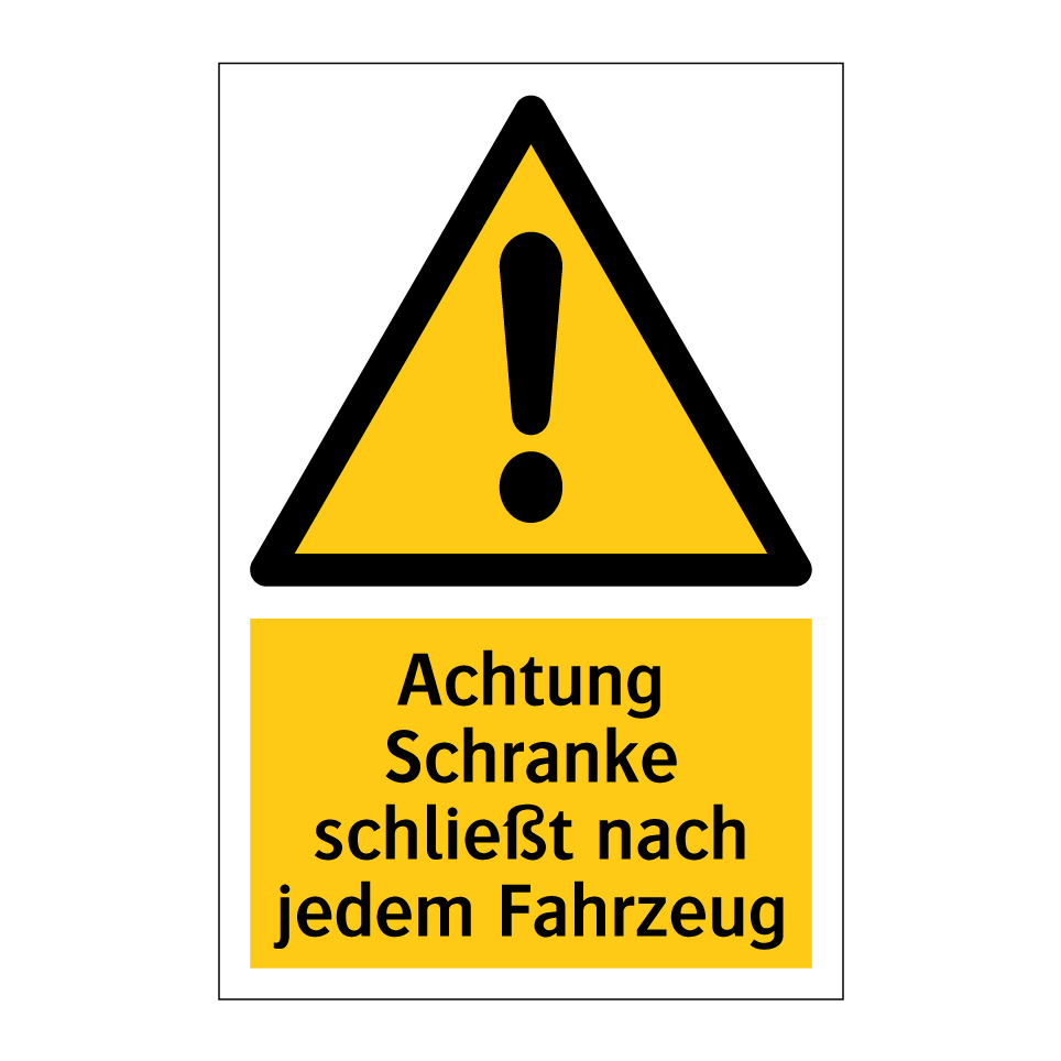 Achtung Schranke schließt nach jedem Fahrzeug
