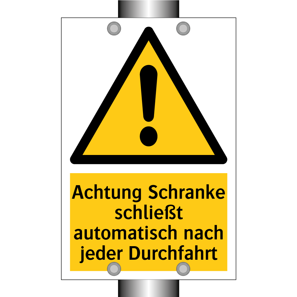 Achtung Schranke schließt automatisch nach jeder Durchfahrt