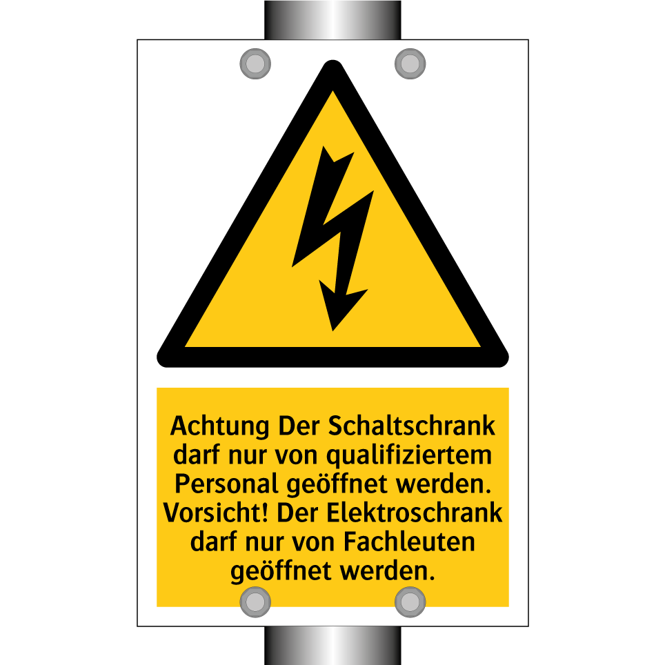 Achtung Der Schaltschrank darf nur von qualifiziertem Personal geöffnet werden. Vorsicht! Der Elektroschrank darf nur von Fachleuten geöffnet werden.