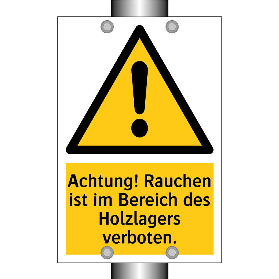 Achtung! Rauchen ist im Bereich des Holzlagers verboten.