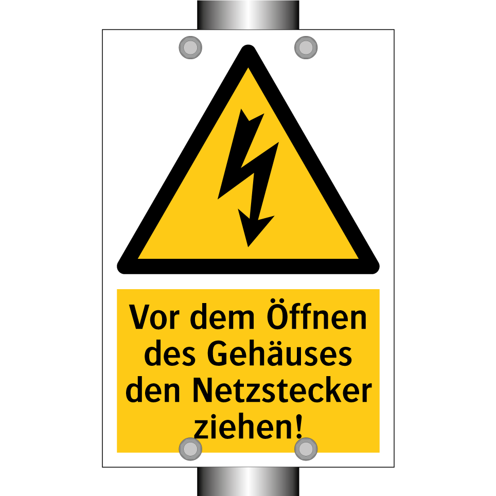 Vor dem Öffnen des Gehäuses den Netzstecker ziehen!