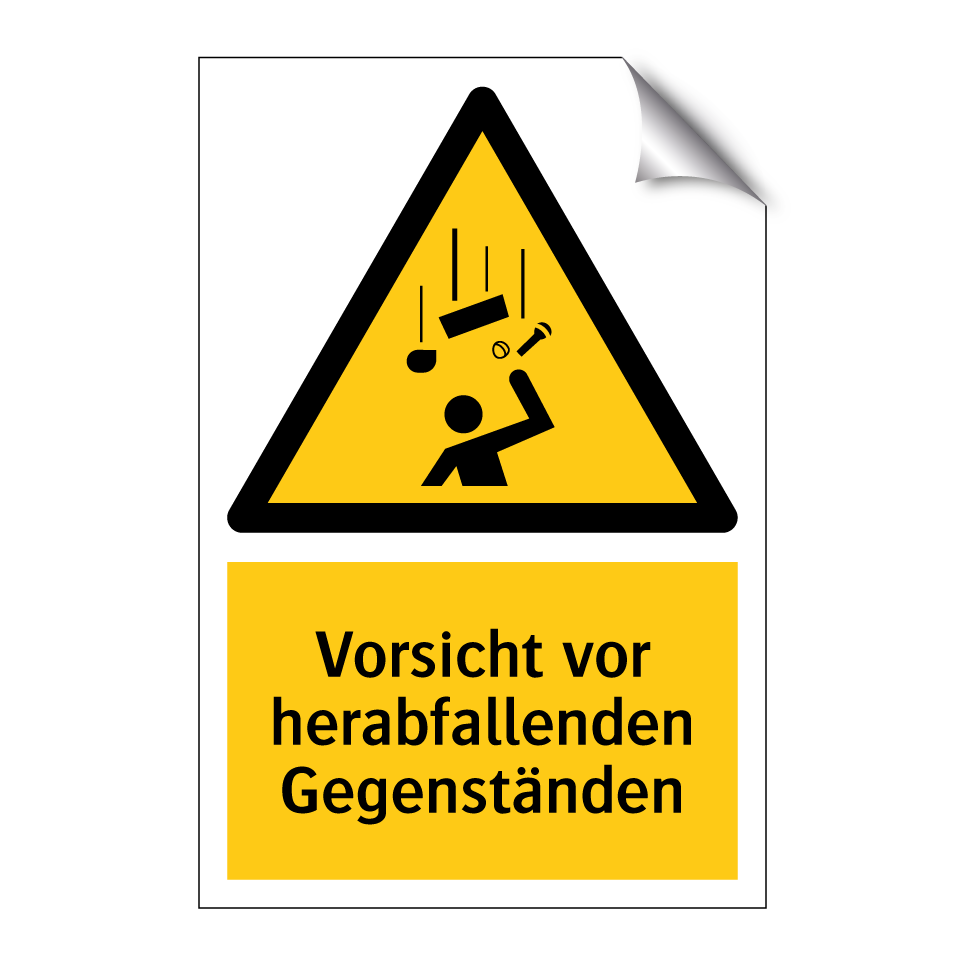 Vorsicht vor herabfallenden Gegenständen